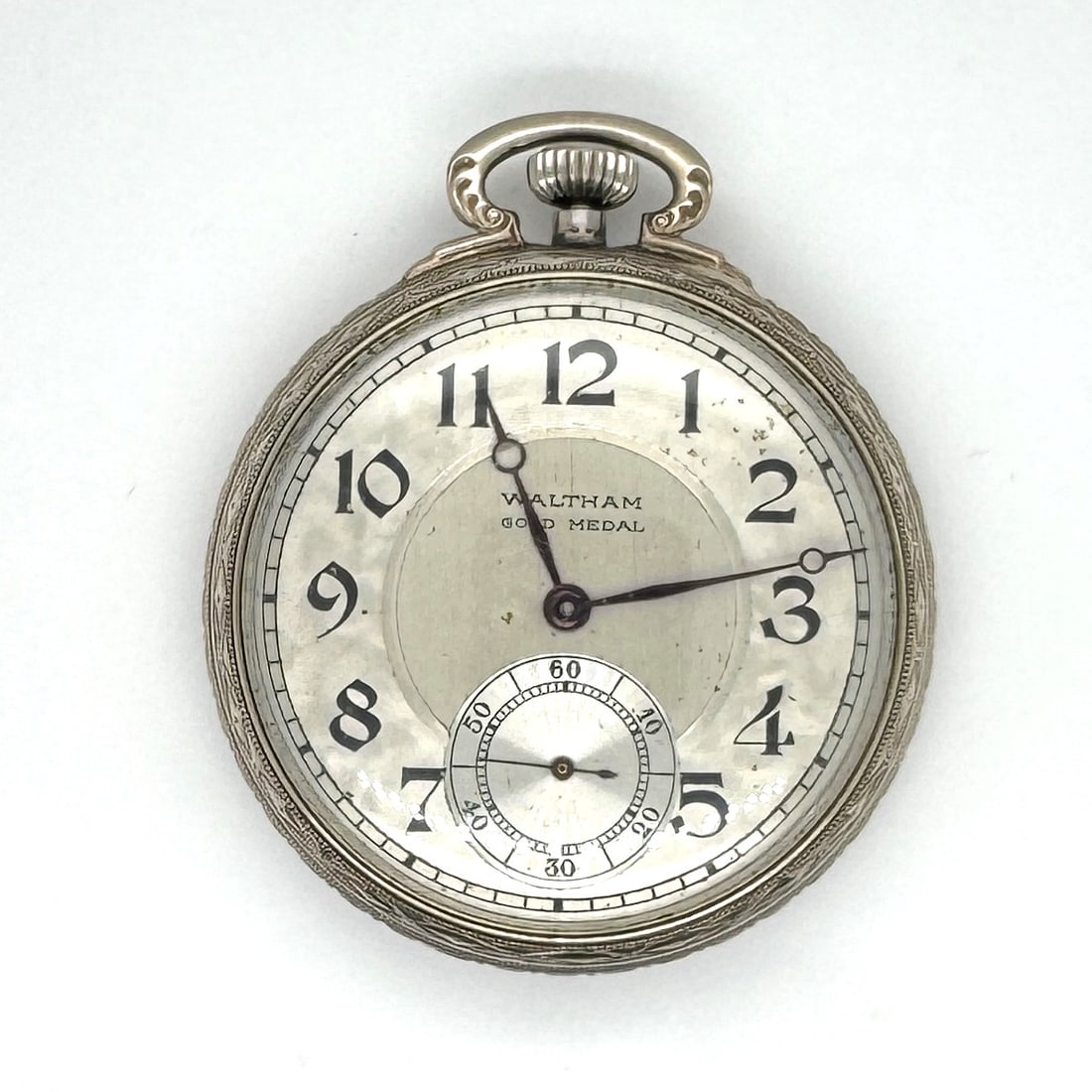 Waltham Gold Medal 14K White Gold Filled 17 Jewel Pocket Watch – Size 16 – Open Face – Sub: Waltham Gold Medal 14K White Gold Filled 17 Jewel Pocket Watch – Size 16 – Open Face – Sub Dial Maker: Waltham Mod
