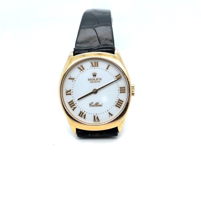 Rolex 18k Yellow Gold 26mm Cellini Watch on Black Strap with Original Buckle (1 of 6)