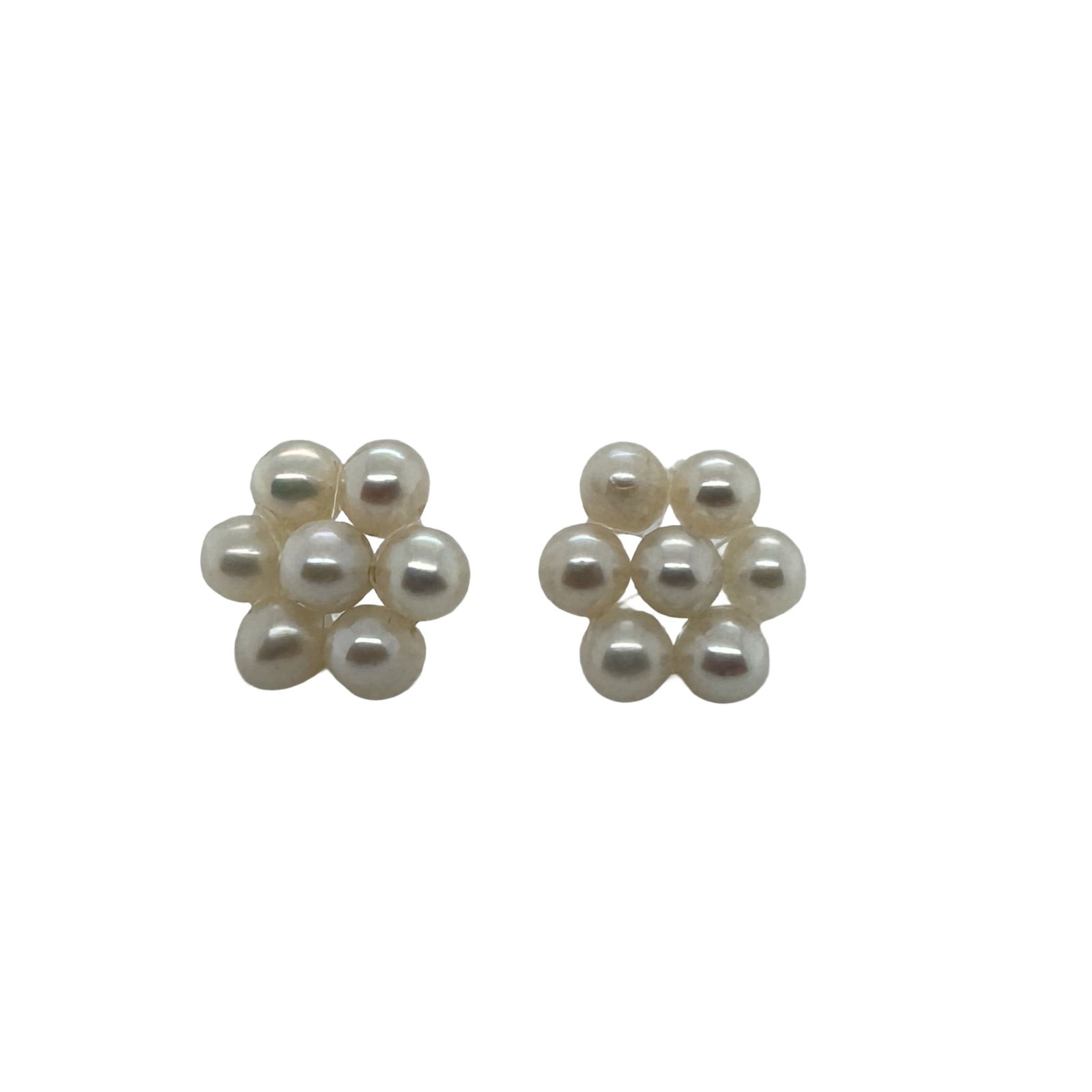 14K Gold Freshwater Pearl 7-Stone Cluster Stud Earrings (1 of 2)