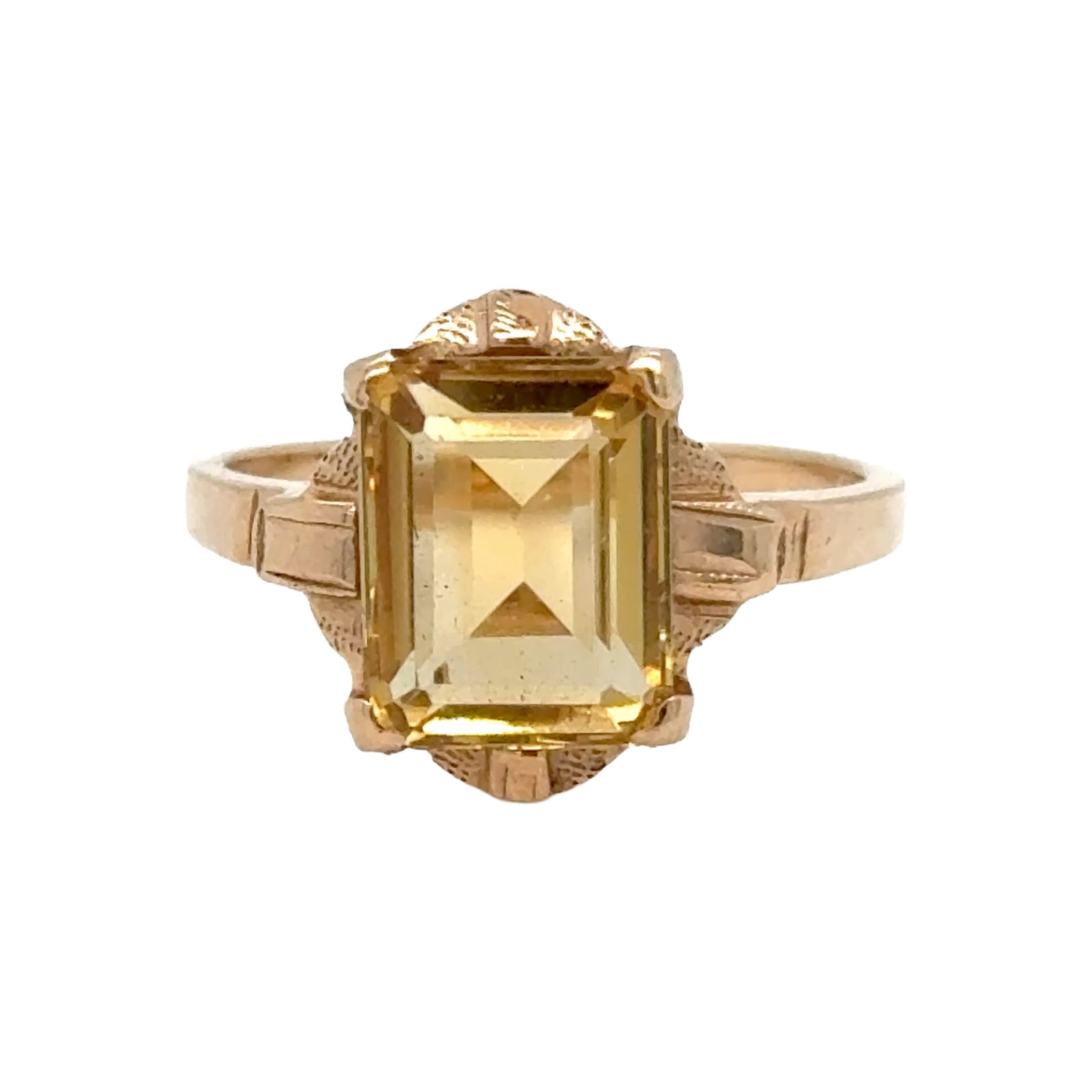 10k Gold Light Orange Citrine Art Deco Ring (1 of 3)