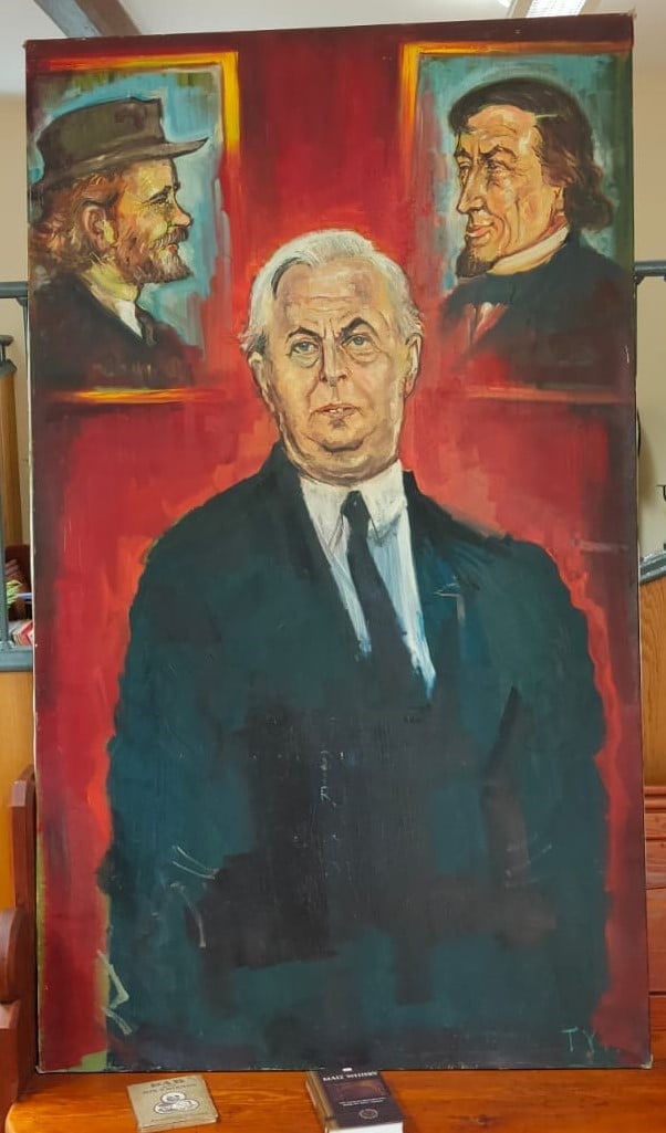 King Harold - Huge original oil by Gaston Tyko: Painted in 1966, 900 years after the Battle Of Hastings (& the year Tain was granted Royal Burgh status) this fabulous painting measures 114cm wide & 196cm tall.Please go and see the video on Cheeky's