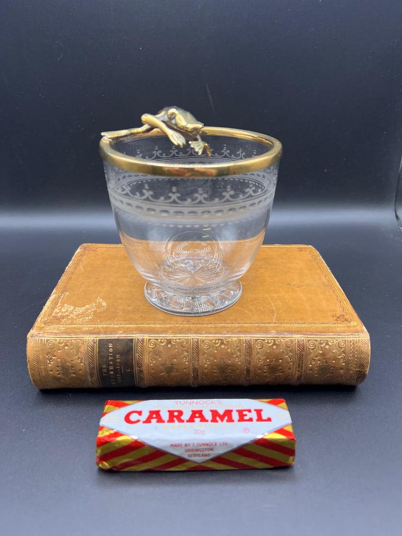 Antique glass with brass Frog (1 of 2)