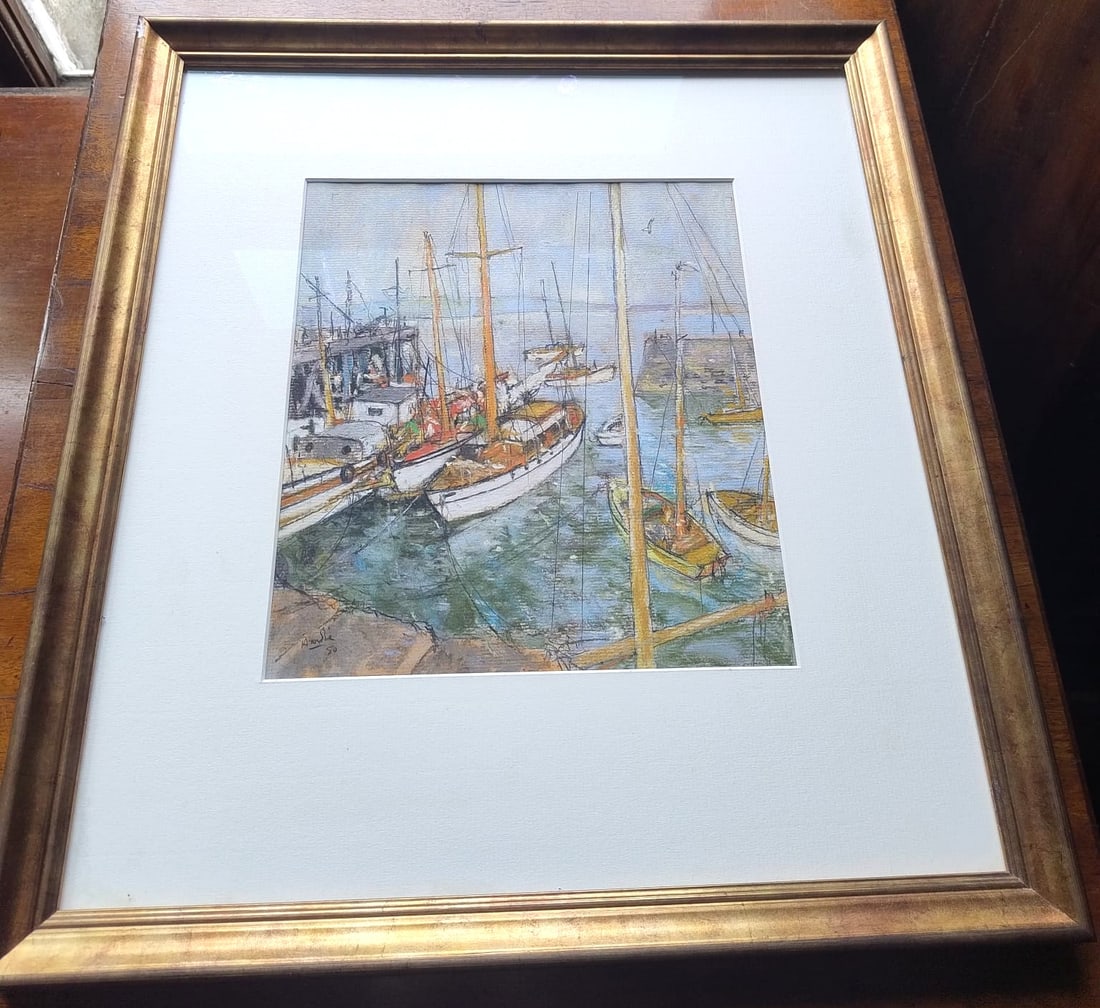 Original Pastel of Cromarty Harbour by Alexander Merrie Hardie (1 of 1)