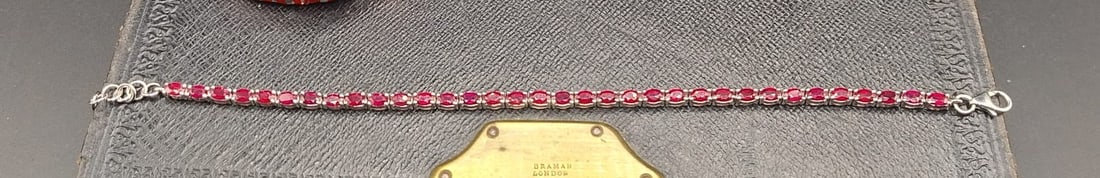 Sterling Silver bracelet with oval rubies (1 of 2)