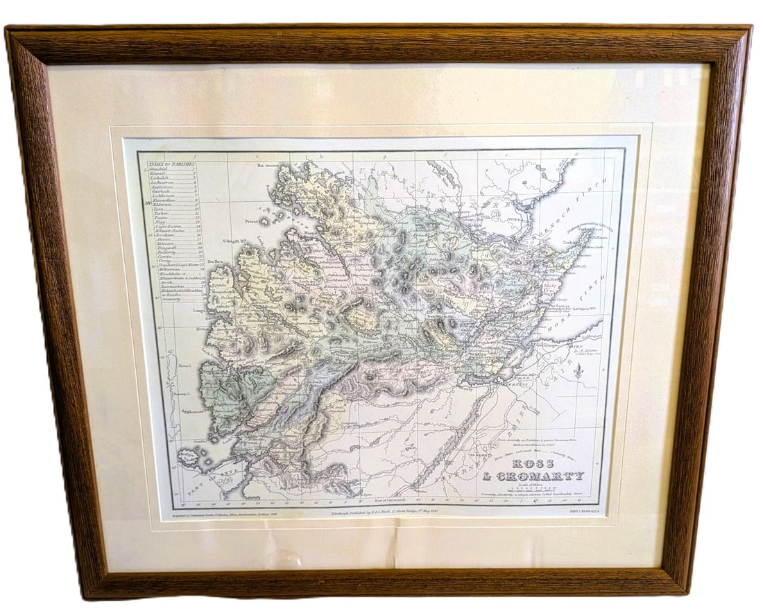 Reproduction Coloured Etching Map of Ross & Cromarty (1 of 3)