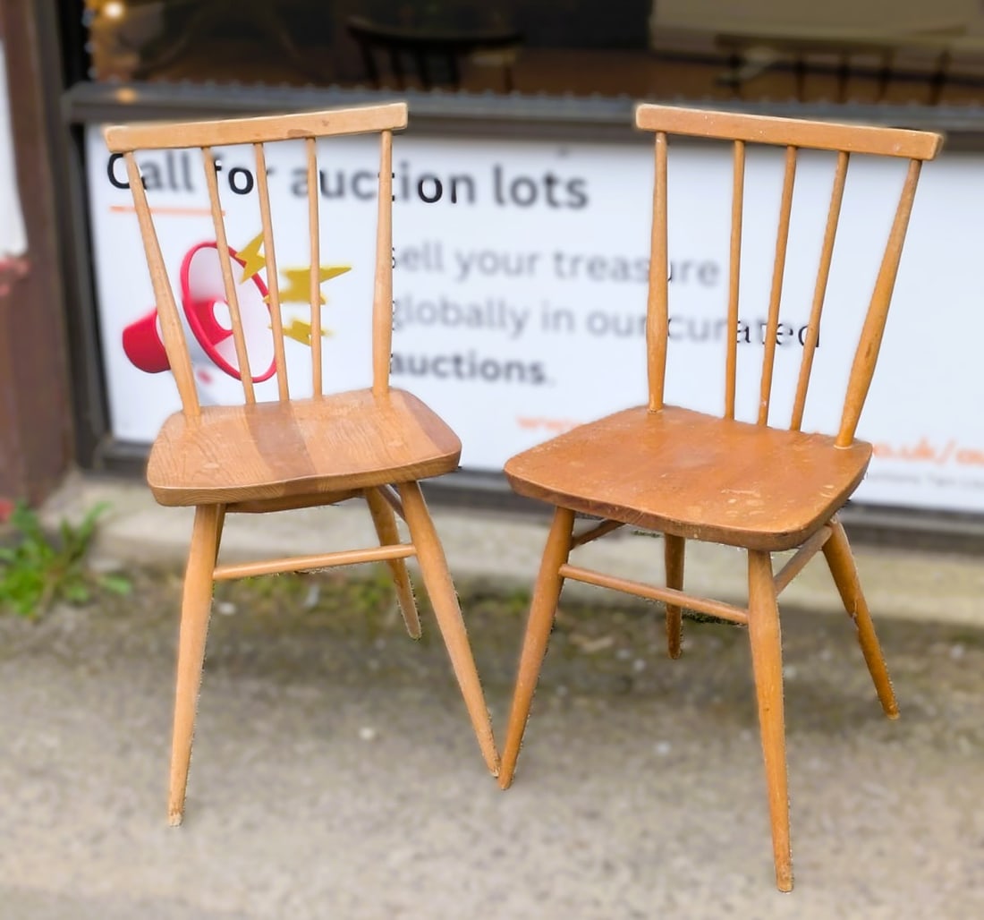 Pair of 1960s Ercol 391 All purpose dining chairs.: Pair of 1960s Ercol 391 All purpose dining chairs in the popular blond colour. We have two pairs in the auction - each pair has its own Lot