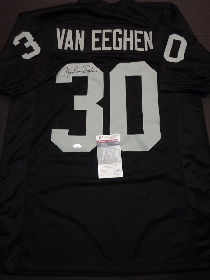Mark Van Eeghan Oakland Raiders Autographed Custom Football Jersey coa (1 of 3)