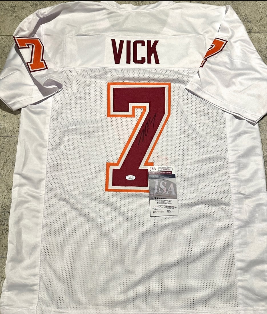 Michael Vick Virginia Tech Hokies Autographed Custom Football Jersey coa (1 of 3)