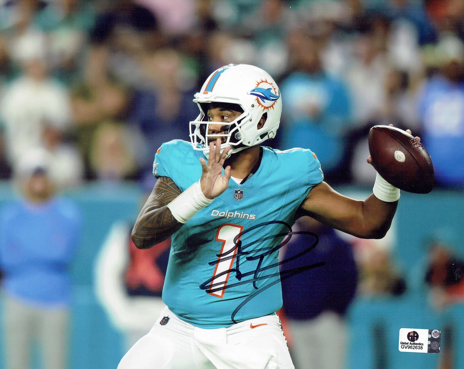 Tua Tagovailoa Miami Dolphins Autographed 8x10 Photo coa: Tua Tagovailoa Miami Dolphins Autographed 8x10 Photo GA coa - Autograph Location & coa # may vary