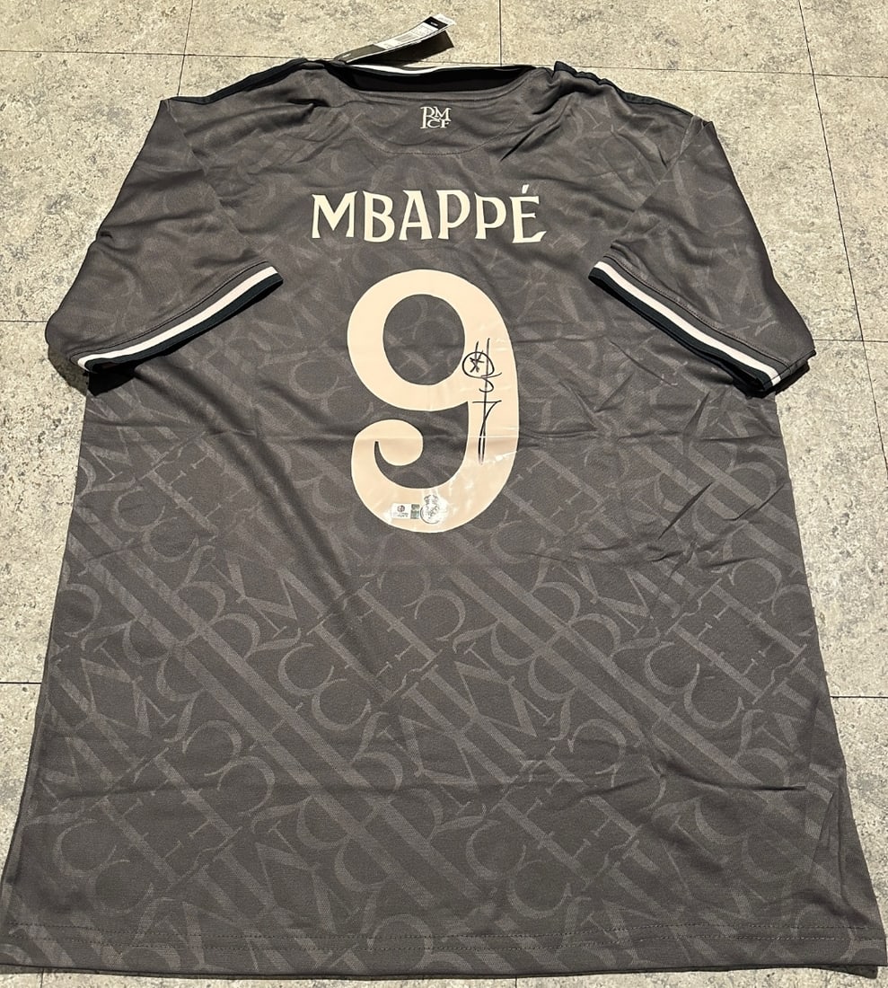 Kylian Mbappe Real Madrid Autographed 2024-25 Adidas 3rd Jersey coa (1 of 3)