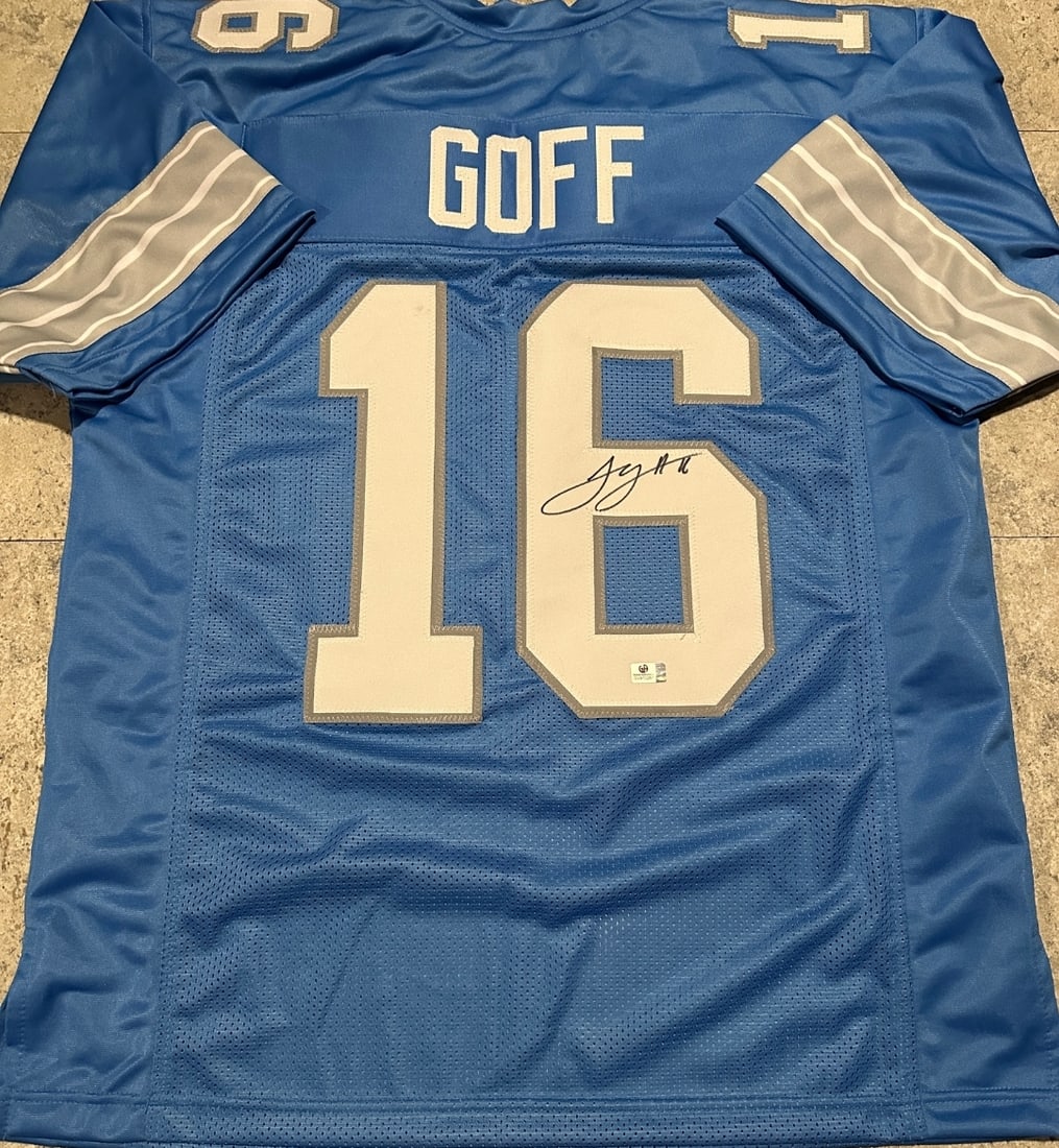 Jared Goff Detroit Lions Autographed Custom Football Jersey coa (1 of 3)