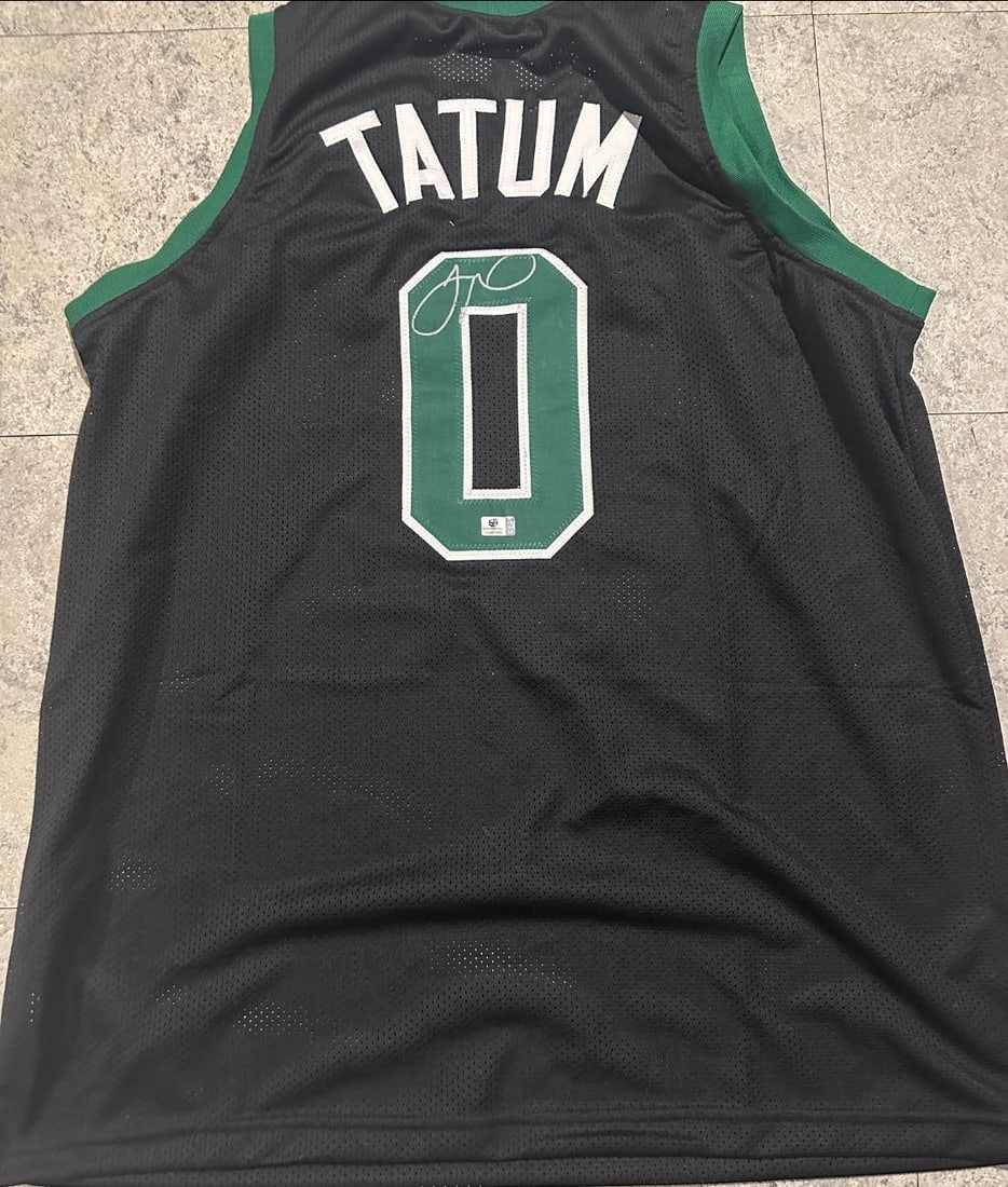 Jason Tatum Boston Celtics Autographed Custom Basketball Jersey coa: Jason Tatum Boston Celtics Autographed Custom Basketball Jersey GA coa - Autograph Location & coa # may vary JERSEY SIZE EXTRA LARGE - CUSTOM JERSEY MEANS NO LOGOS, NO TEAM NAMES, & NO BRAND NAMES