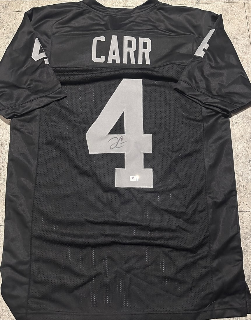 Derek Carr Los Angeles Raiders Autographed Custom Football Jersey coa (1 of 3)