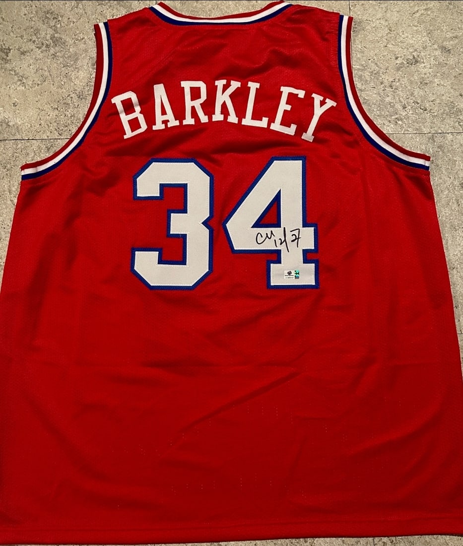 Charles Barkley Philadelphia 76ers Autographed Custom Basketball Jersey coa (1 of 3)