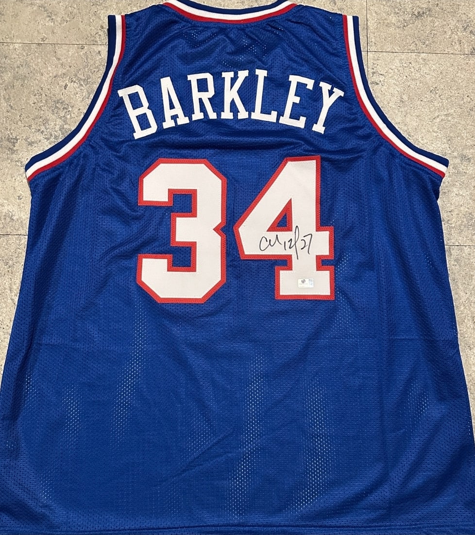 Charles Barkley Philadelphia 76ers Autographed Custom Basketball Jersey coa: Charles Barkley Philadelphia 76ers Autographed Custom Basketball Jersey GA coa - Autograph Location & coa # may vary JERSEY SIZE EXTRA LARGE - CUSTOM JERSEY MEANS NO LOGOS, NO TEAM NAMES, & NO BRAND N
