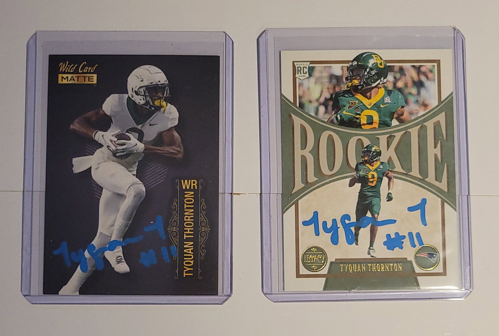 2 - Autographed 2022 Tyquan Thornton Rookie Cards Panini Legacy & Wild Card Matte Black: Tyquan Thornton Kansas City Chiefs 2 Autographed 2022 Rookie Cards 1 2022 Panini Legacy & 2022 Wild Card Matte Black Parallel