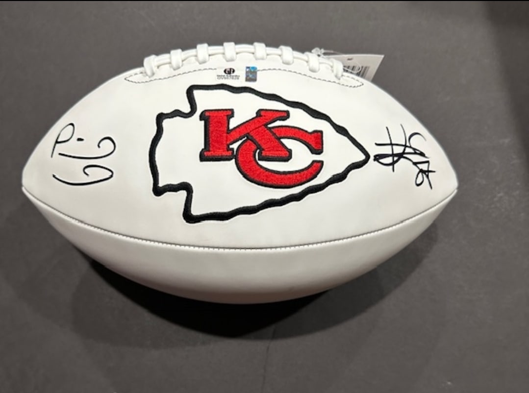Patrick Mahomes & Travis Kelce Kansas City Chiefs Dual Autographed Football coa (1 of 3)
