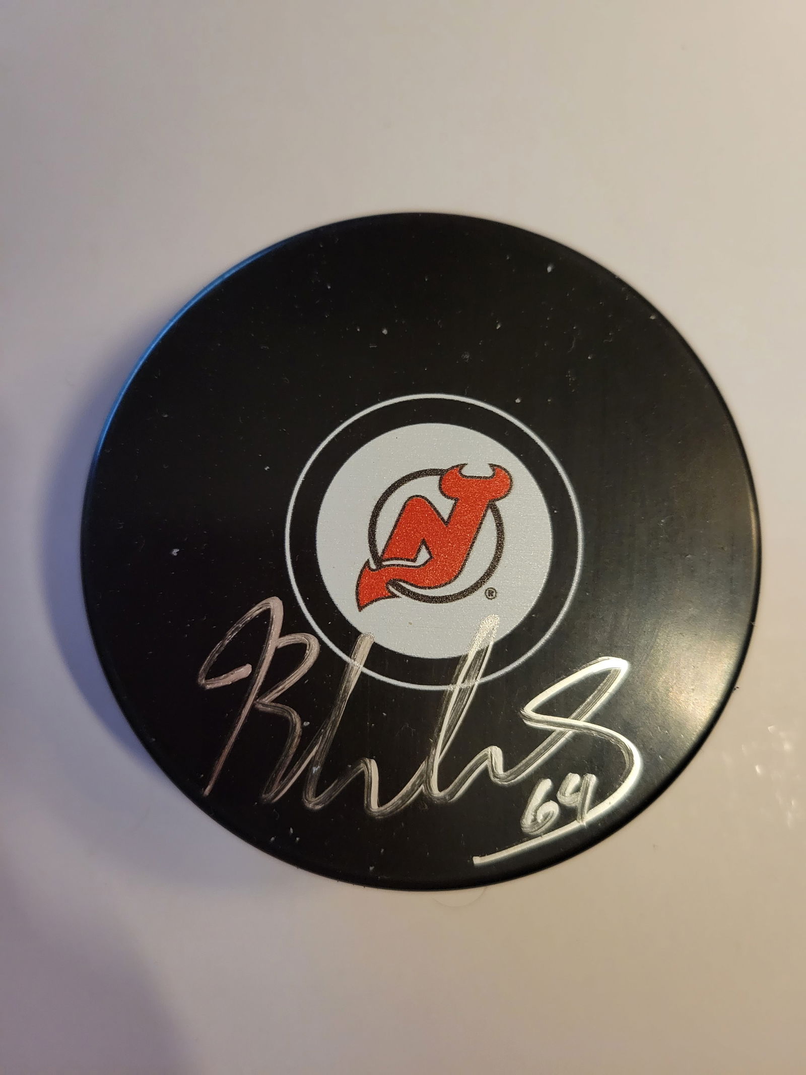 Joseph Blandisi New Jersey Devils Autographed Hockey Puck Hologram (1 of 2)