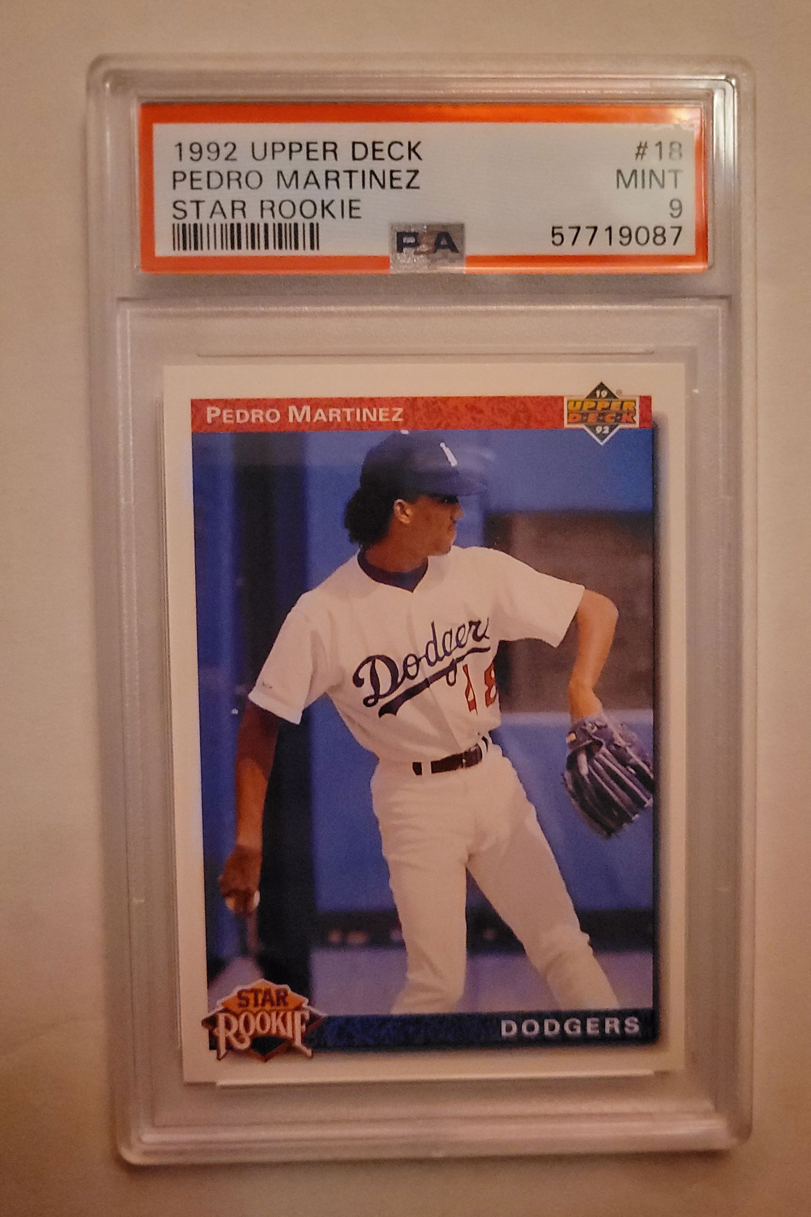 Pedro Martinez Los Angeles Dodgers 1992 Upper Deck #18 Star Rookie PSA MINT 9 (1 of 2)