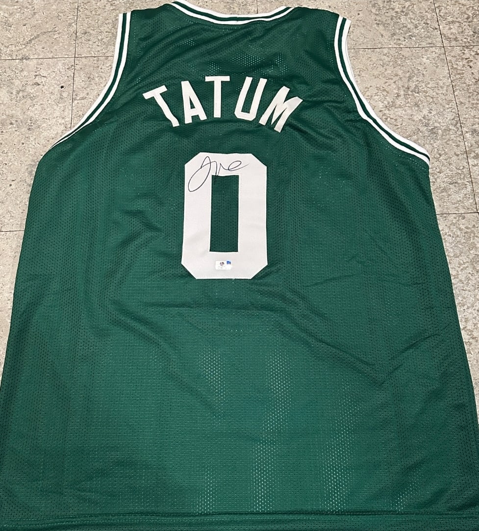 Jason Tatum Boston Celtics Autographed Custom Basketball Jersey coa: Jason Tatum Boston Celtics Autographed Custom Basketball Jersey GA coa - Autograph Location & coa # may vary JERSEY SIZE EXTRA LARGE - CUSTOM JERSEY MEANS NO LOGOS, NO TEAM NAMES, & NO BRAND NAMES