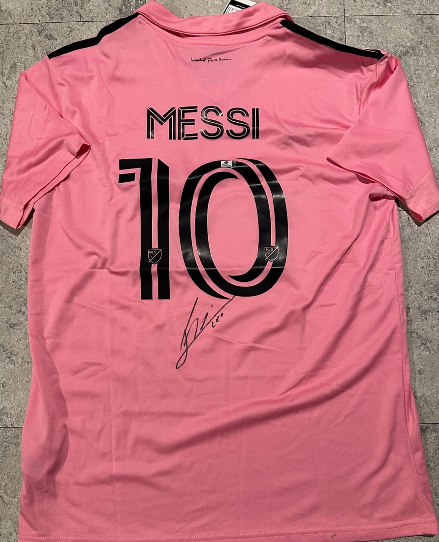 Lionel Messi Inter Miami FC Autographed 2023 Adidas Home Soccer Jersey LOA: Lionel Messi Inter Miami FC Autographed 2023 Adidas Home Soccer Jersey GA Full Letter of Authenticity coa - JERSEY SIZE EXTRA LARGE