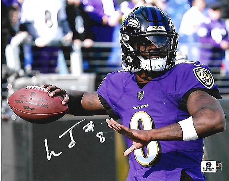 Lamar Jackson Baltimore Ravens Autographed 8x10 Photo coa (1 of 2)