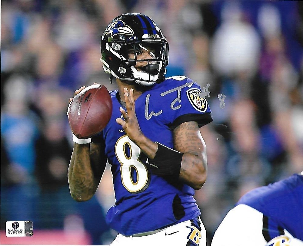 Lamar Jackson Baltimore Ravens Autographed 8x10 Photo coa (1 of 2)