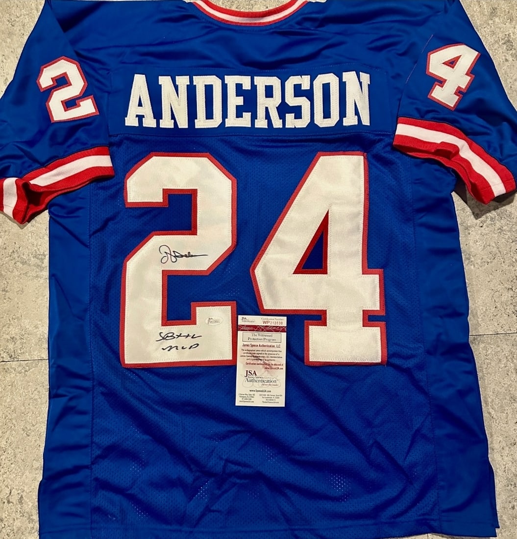 Otis Anderson New York Giants Autographed & Inscribed Custom Football Jersey JSA coa (1 of 3)