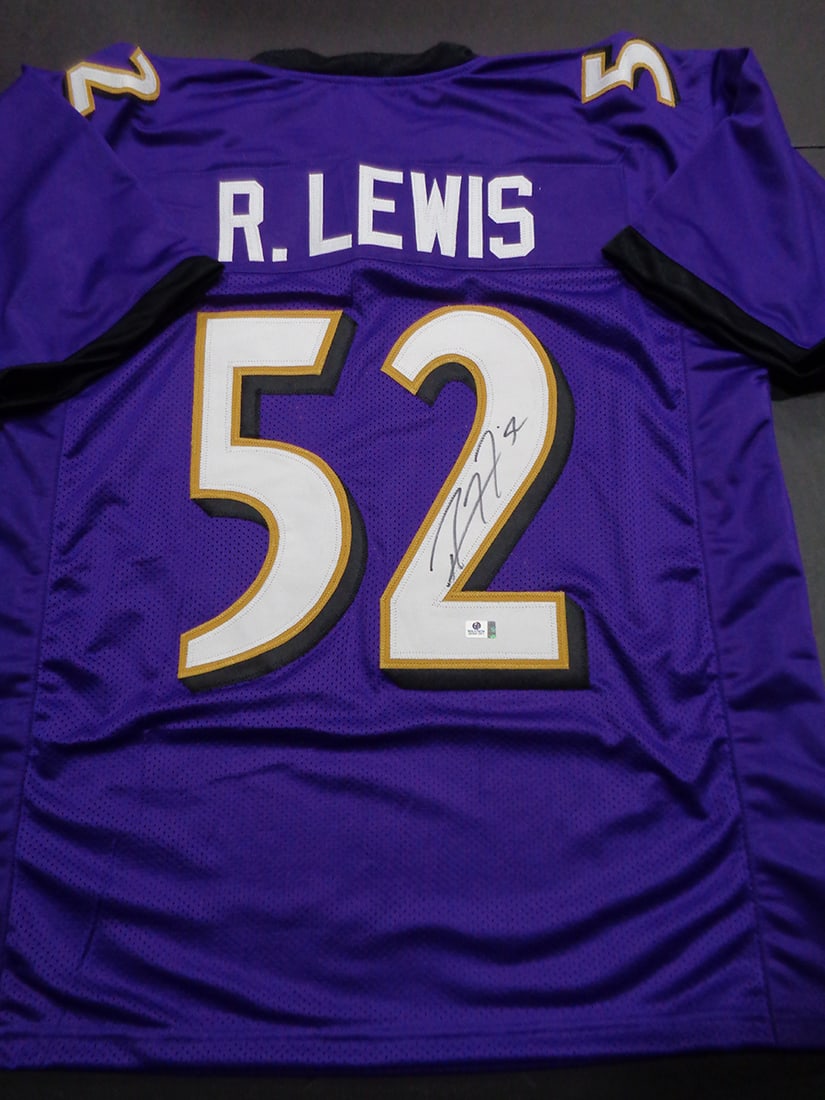 Ray Lewis Baltimore Ravens Autographed Custom Football Jersey coa (1 of 3)