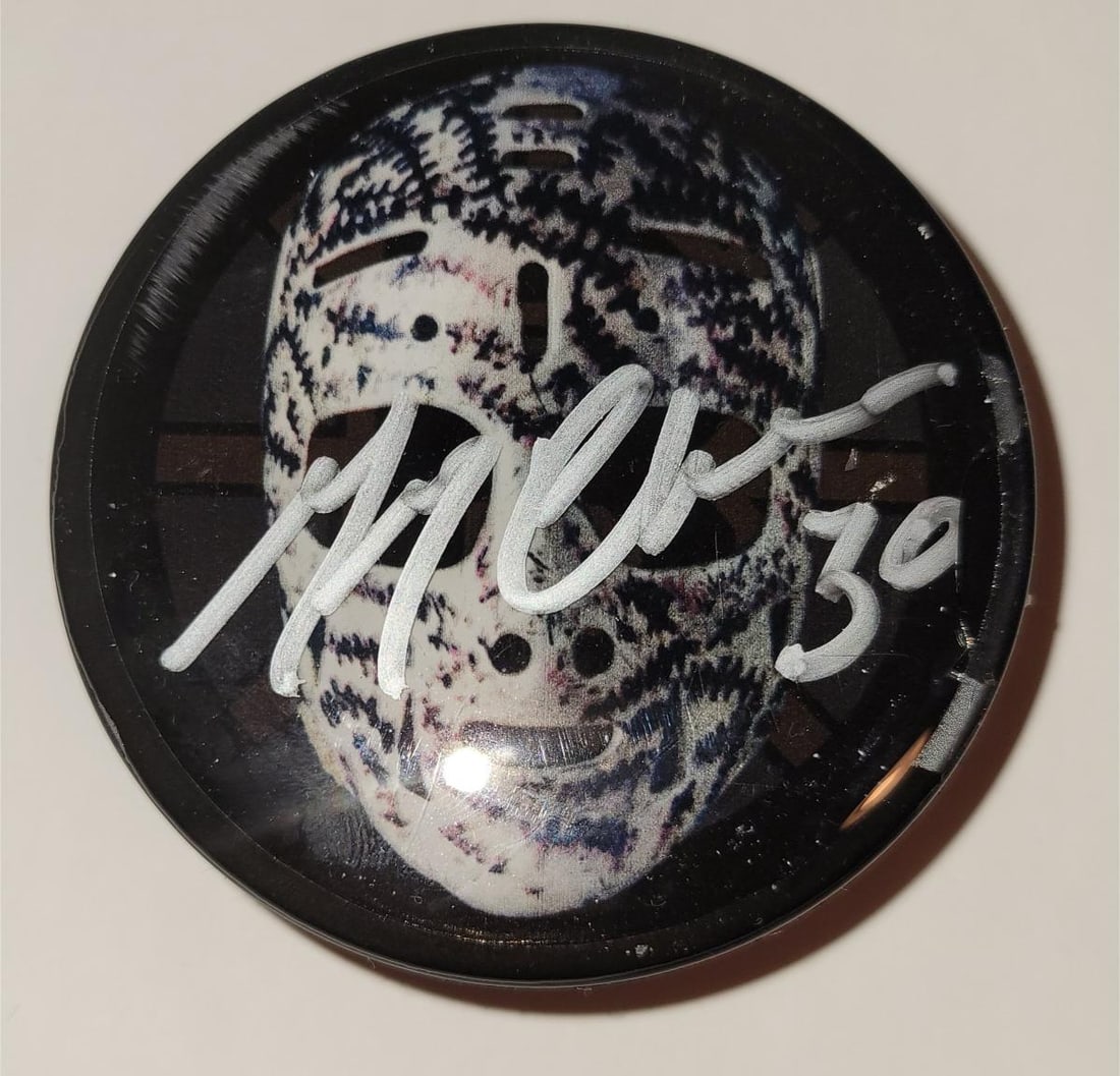 Gerry Cheevers Boston Bruins Autographed Mask Photo Hockey Puck Beckett Hologram [see description] (1 of 4)