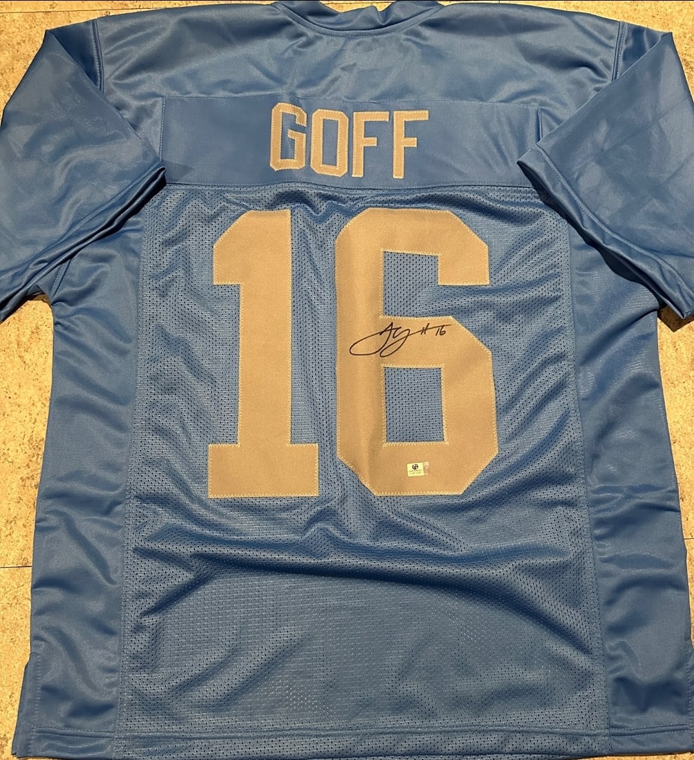 Jared Goff Detroit Lions Autographed Custom Alt. Football Jersey coa (1 of 3)