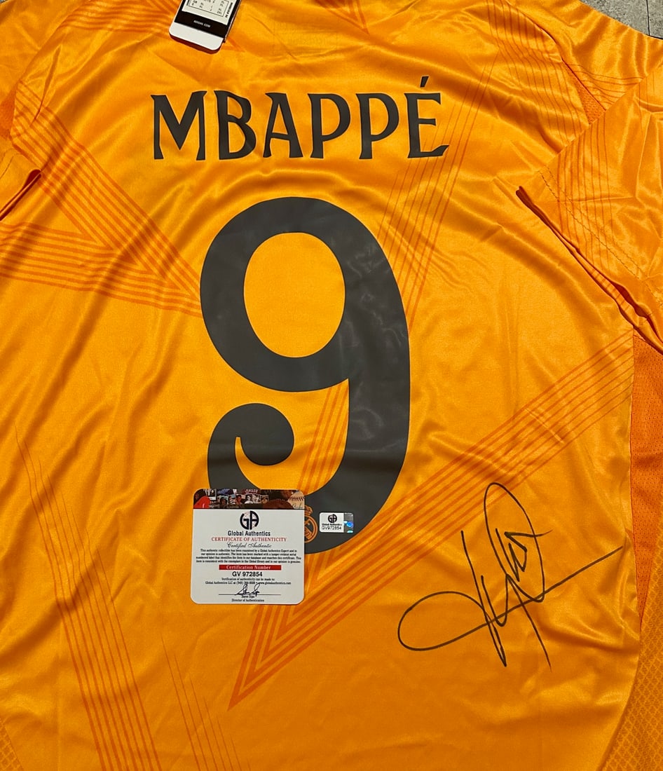 Kylian Mbappe Real Madrid Autographed 2024-25 Adidas Away Jersey coa - 2