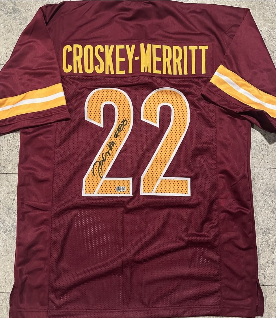 Jacory Croskey-Merritt Washington Commanders Autographed Custom Football Jersey Beckett Hologram: Jacory Croskey-Merritt Washington Commanders Autographed Custom Football Jersey Beckett Witnessed Hologram - JERSEY SIZE EXTRA LARGE - CUSTOM JERSEY MEANS NO LOGOS, NO TEAM NAMES, & NO BRAND NAMES 