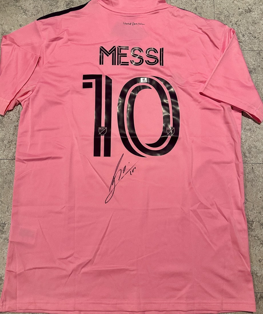 Lionel Messi Inter Miami FC Autographed 2023 Adidas Home Soccer Jersey LOA: Lionel Messi Inter Miami FC Autographed 2023 Adidas Home Soccer Jersey GA Full Letter of Authenticity coa - JERSEY SIZE EXTRA LARGE