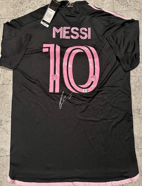 Lionel Messi Inter Miami FC Autographed 2023 Adidas Away Soccer Jersey LOA: Lionel Messi Inter Miami FC Autographed 2023 Adidas Away Soccer Jersey GA Letter of Authenticity coa - JERSEY SIZE EXTRA LARGE