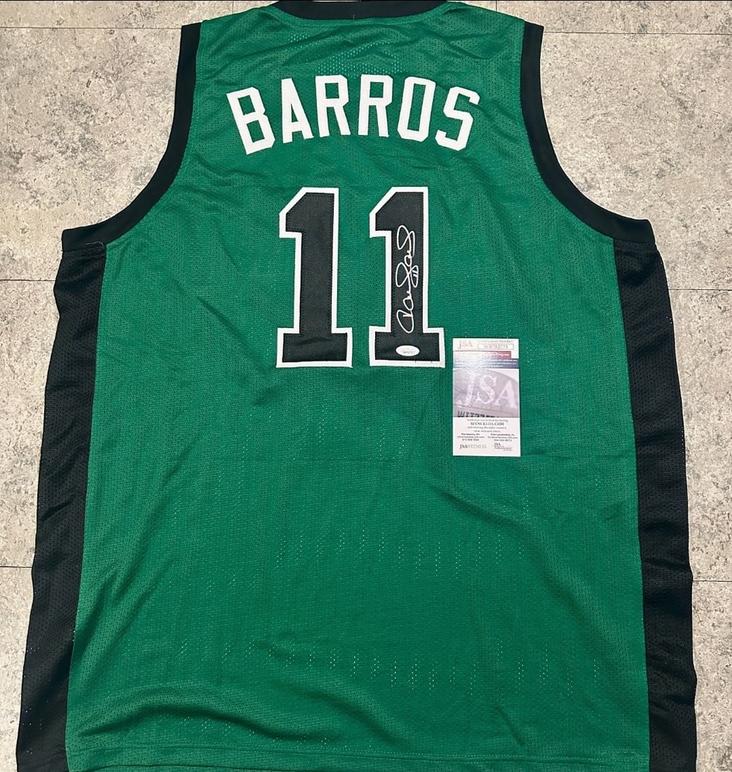 Dana Barros Boston Celtics Autographed Custom Basketball Jersey JSA coa (1 of 3)