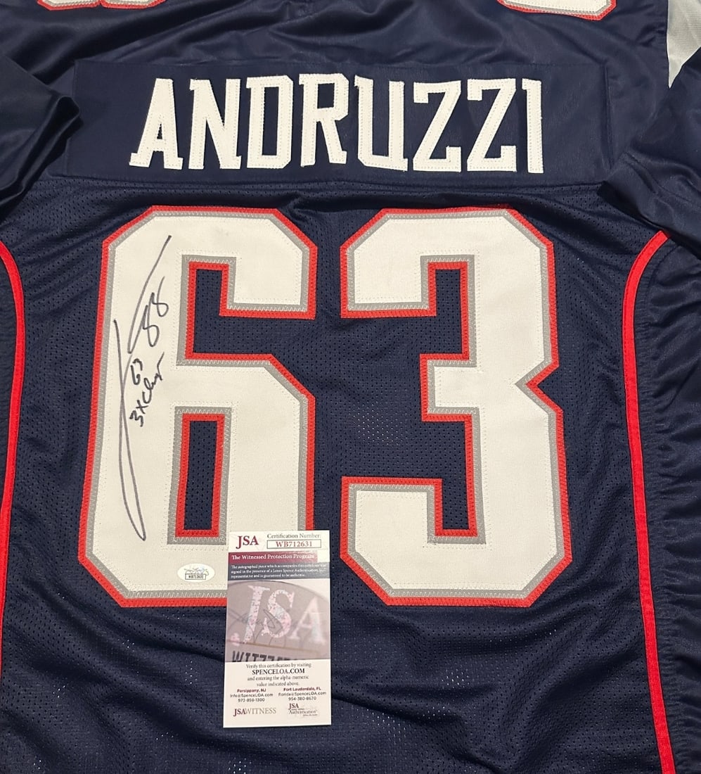 Joe Andruzzi New England Patriots Autographed Custom Football Jersey JSA coa - 2