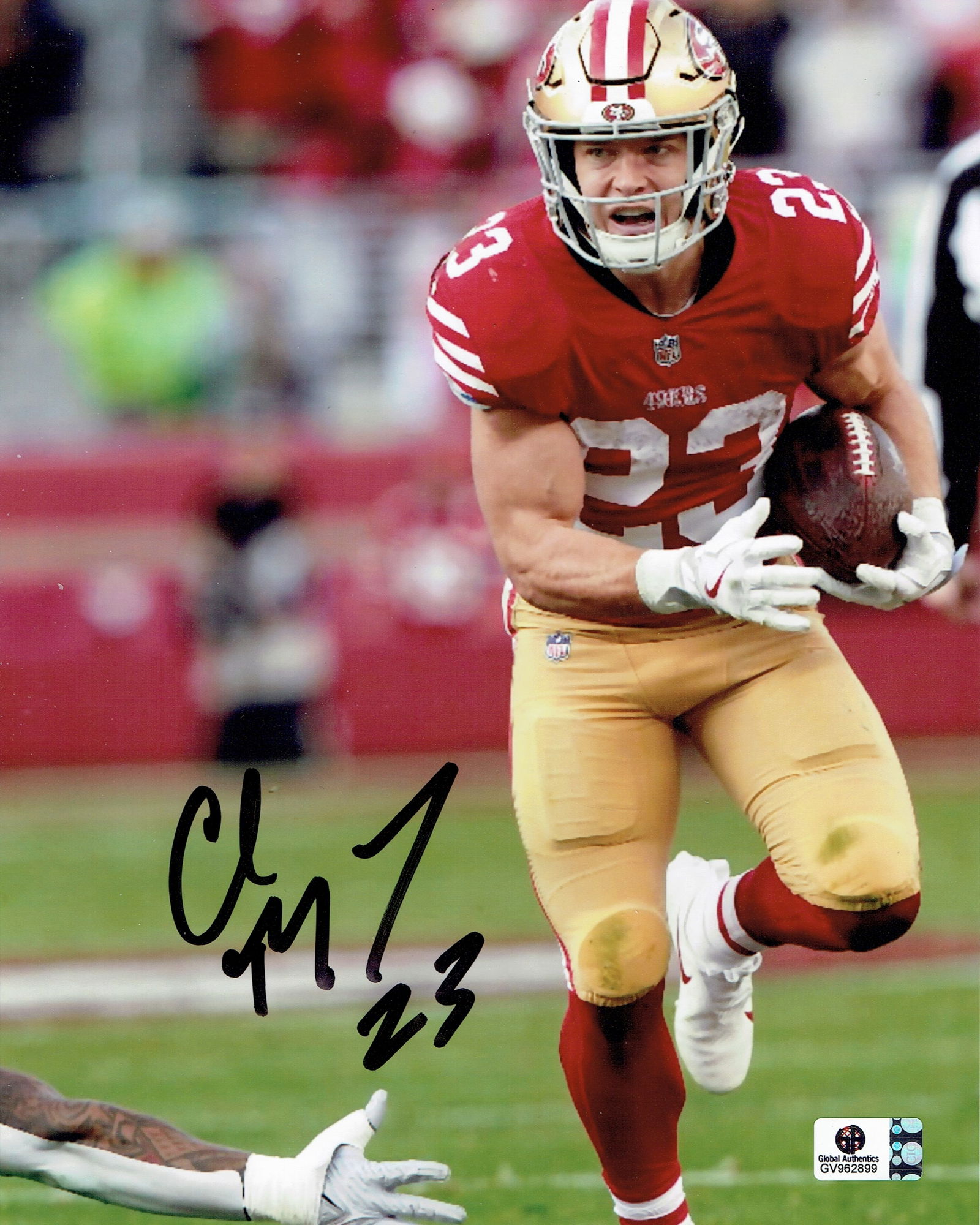 Christian McCaffery San Francisco 49ers Autographed 8x10 Photo coa: Christian McCaffery San Francisco 49ers Autographed 8x10 Photo GA coa - Autograph Location & coa # may vary 