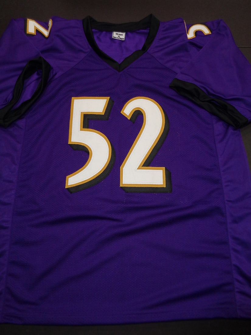 Ray Lewis Baltimore Ravens Autographed Custom Football Jersey coa - 3