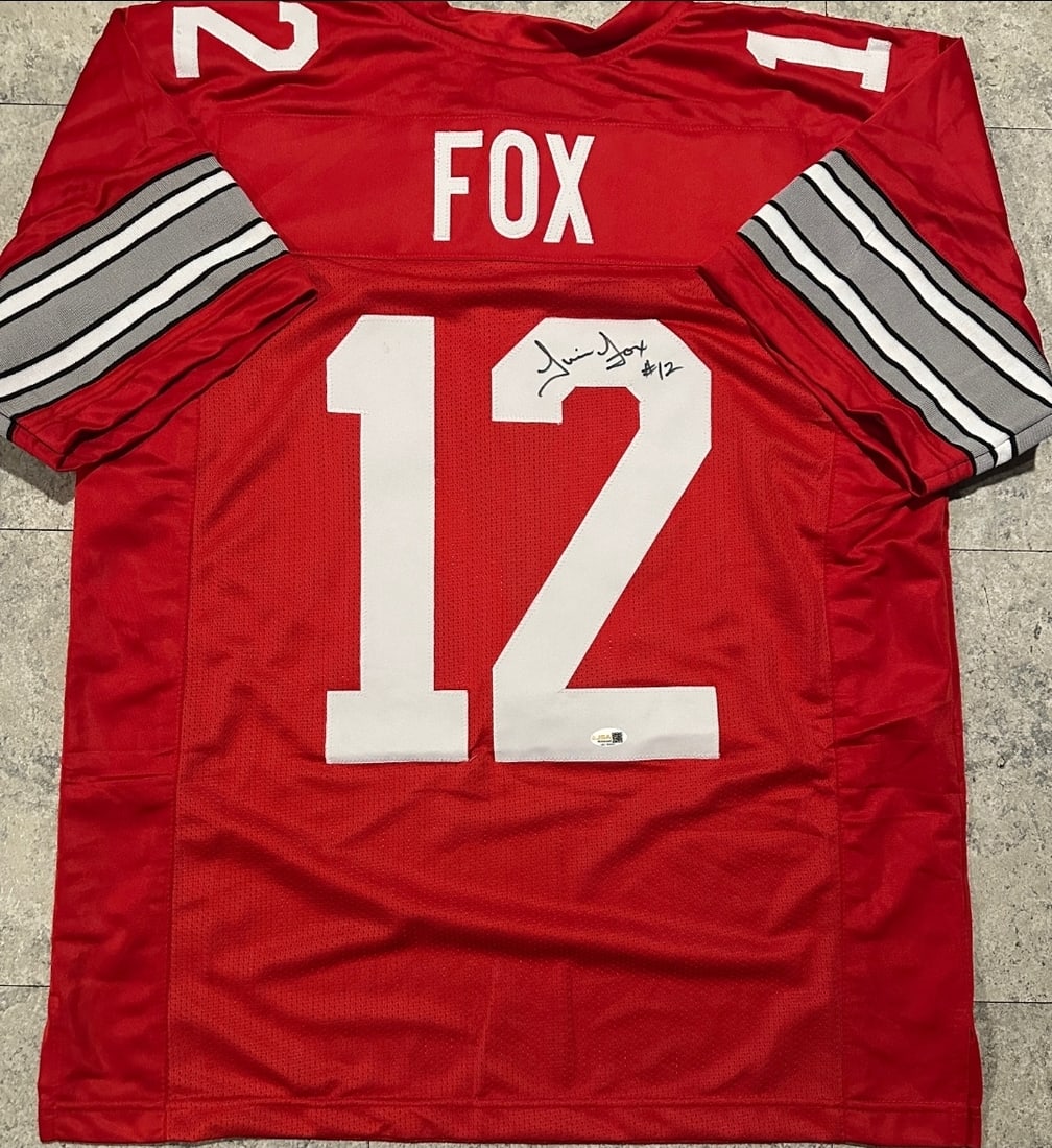 Tim Fox Ohio State Buckeyes Autographed Custom Football Jersey JSA Hologram: Tim Fox Ohio State Buckeyes Autographed Custom Football Jersey JSA Witnessed Hologram - THIS DOES NOT COME WITH A COA CARD! SCAN QR CODE TO VERIFY AUTHENTICITY! Autograph Location & coa # may vary 