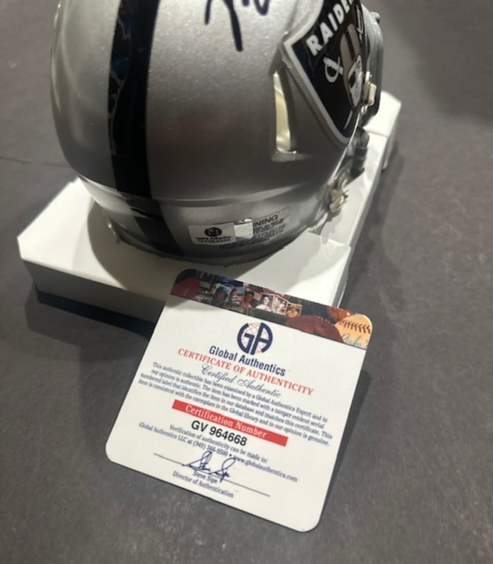 Maxx Crosby Las Vegas Raiders Autographed Riddell Mini-Helmet coa - 2