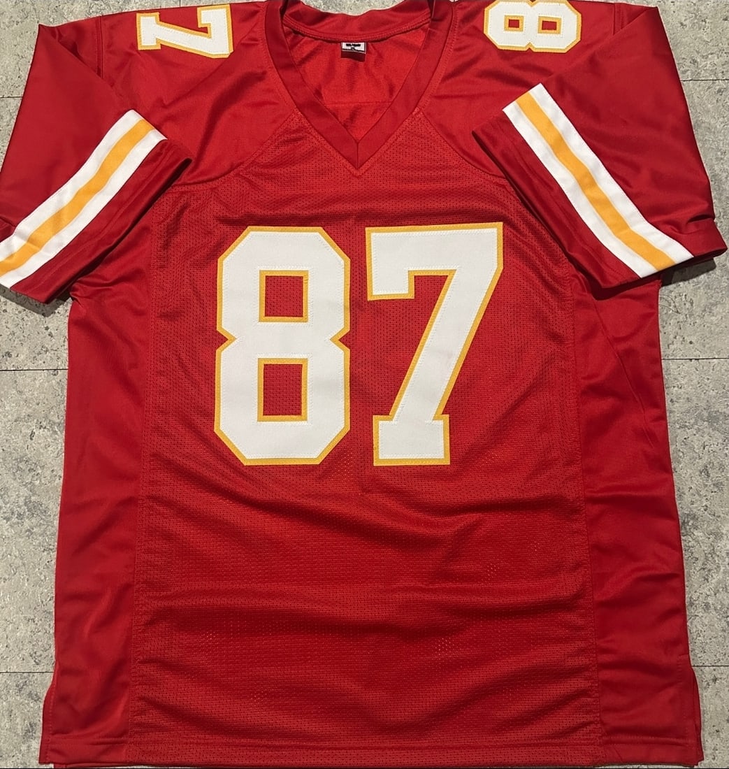Travis Kelce Kansas City Chiefs Autographed Custom Football Jersey coa - 3