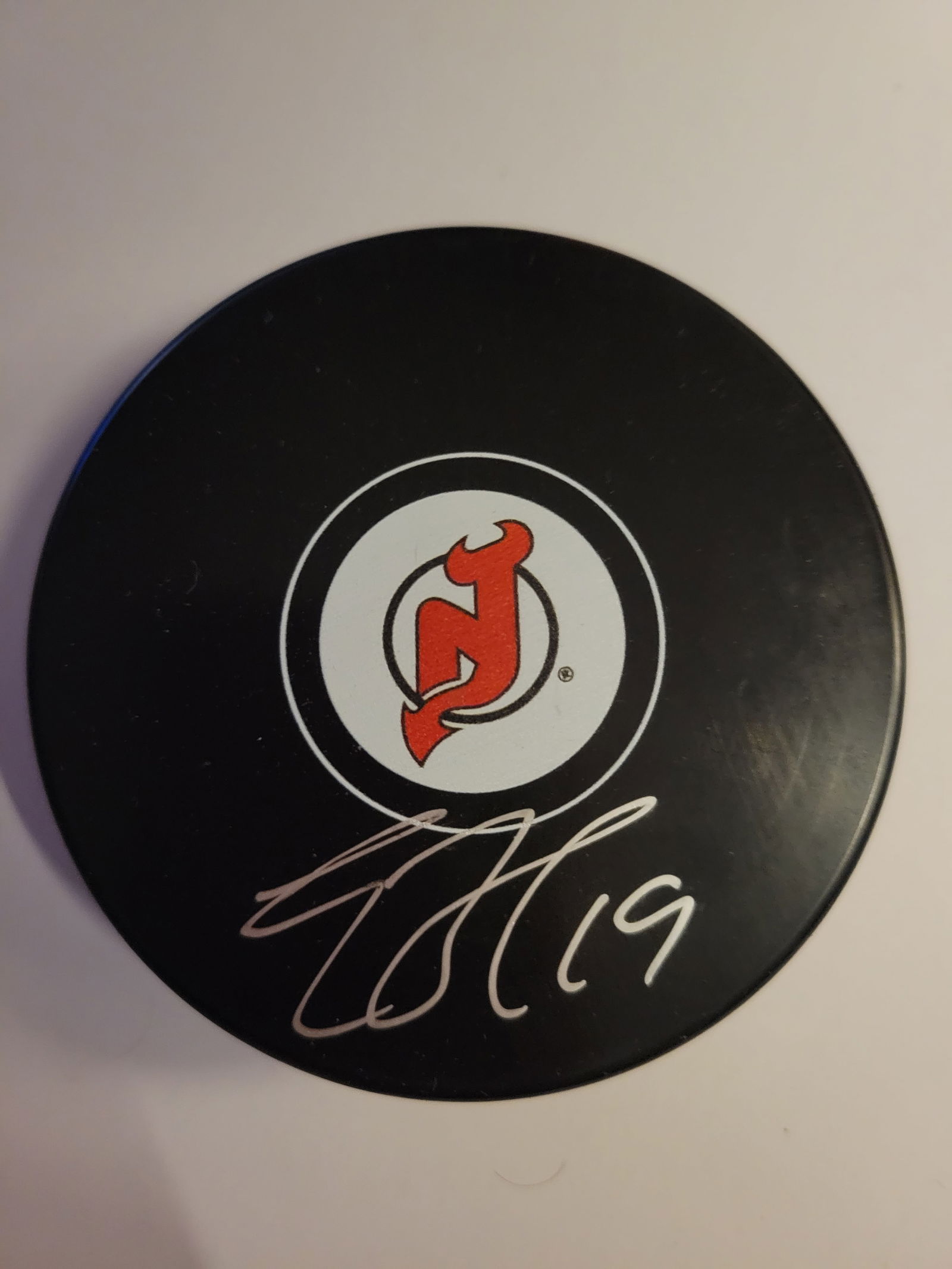 Travis Zajak New Jersey Devils Autographed Hockey Puck Hologram (1 of 2)