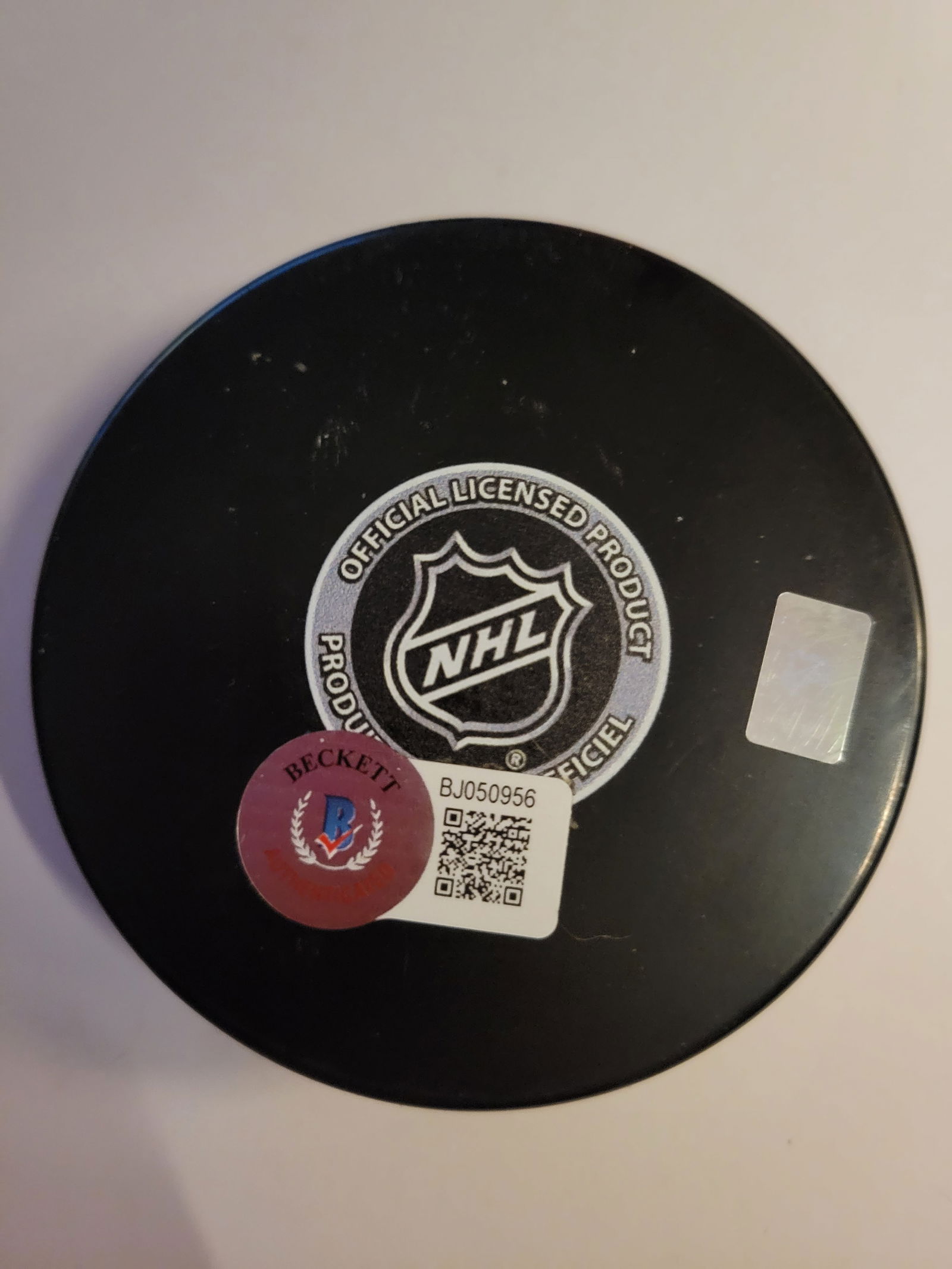 Travis Zajak New Jersey Devils Autographed Hockey Puck Hologram - 2