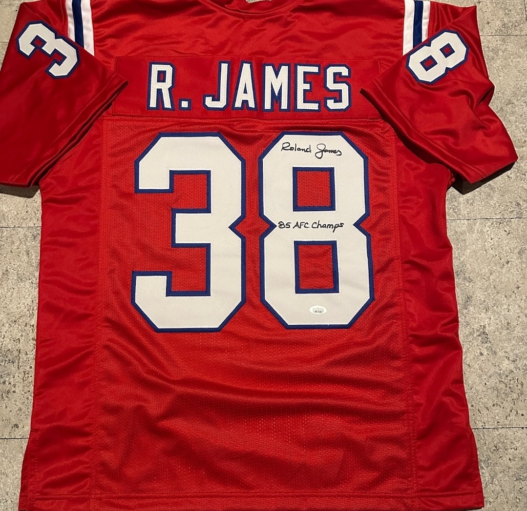 Roland James New England Patriots Autographed & Insc Custom Football Jersey JSA coa (1 of 3)