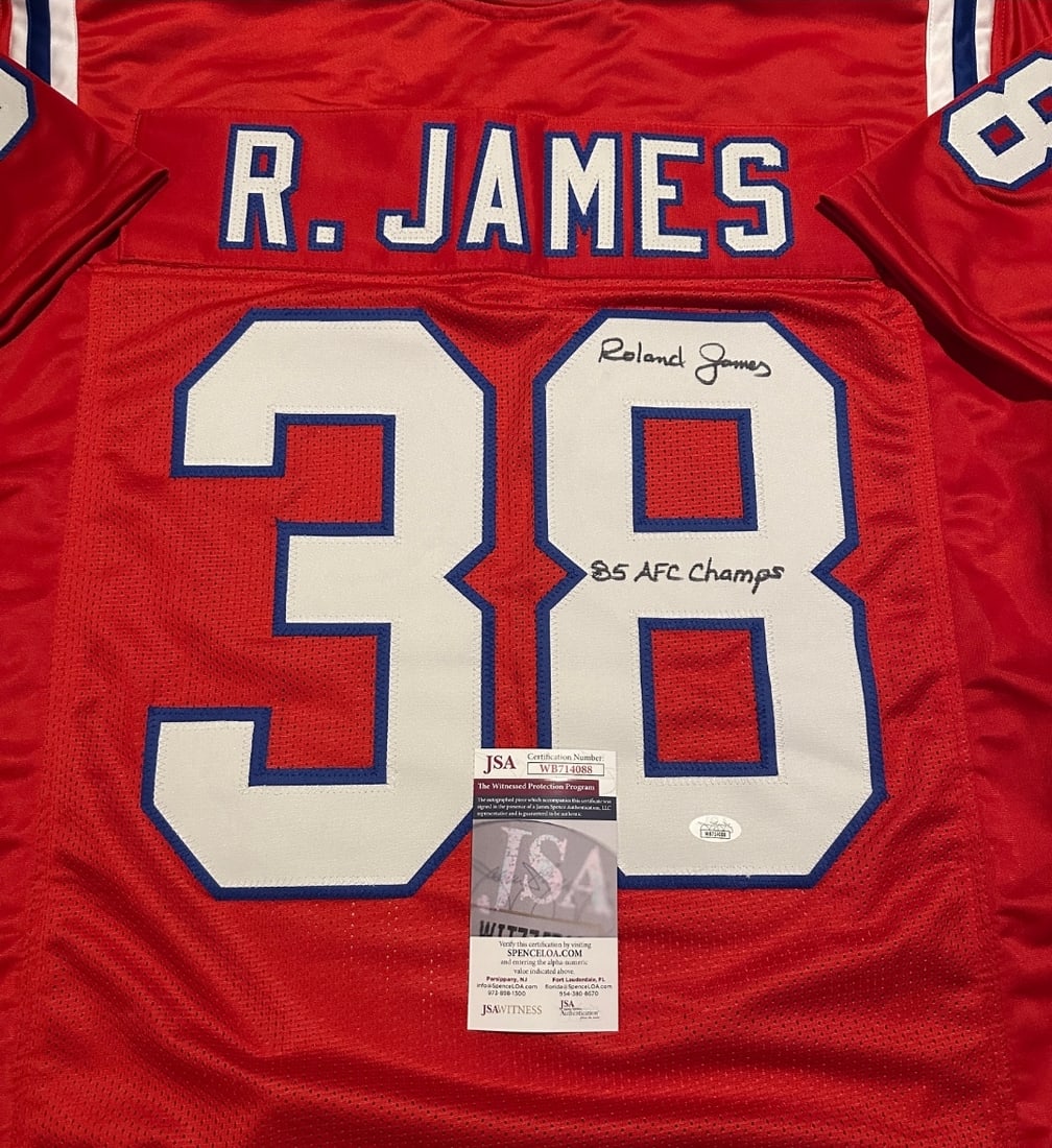 Roland James New England Patriots Autographed & Insc Custom Football Jersey JSA coa - 2