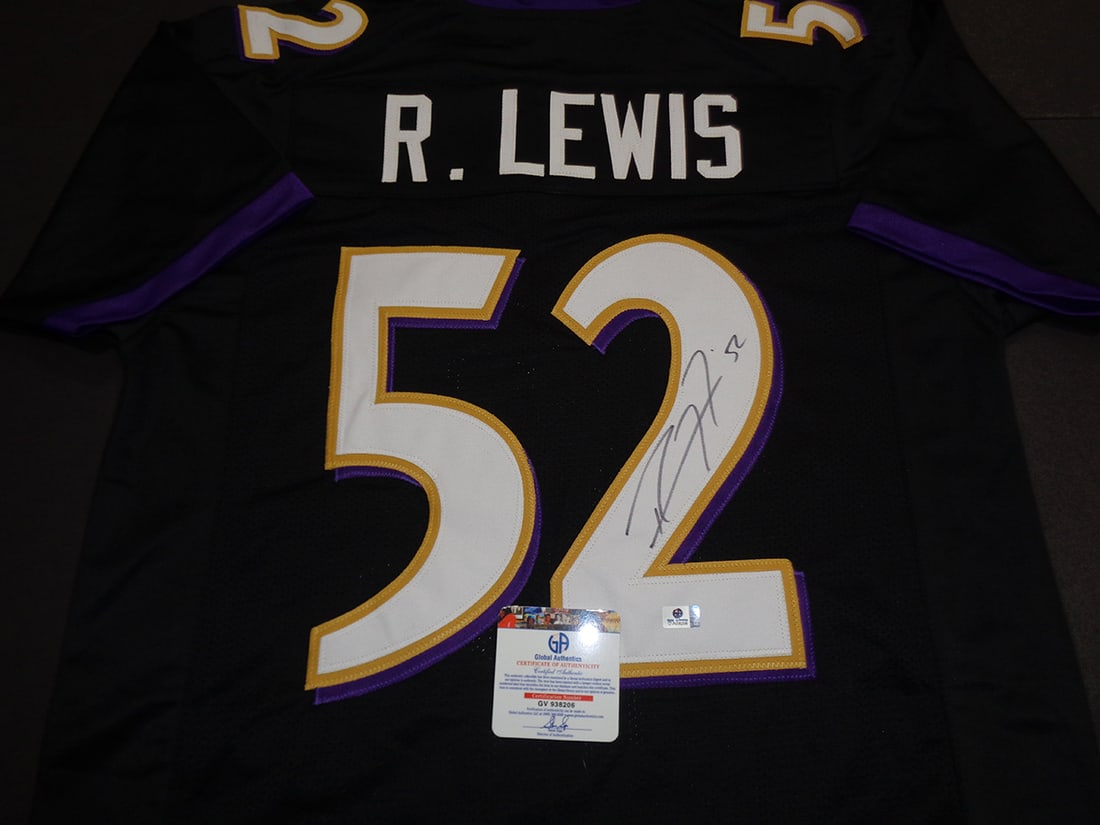 Ray Lewis Baltimore Ravens Autographed Custom Football Jersey coa - 2