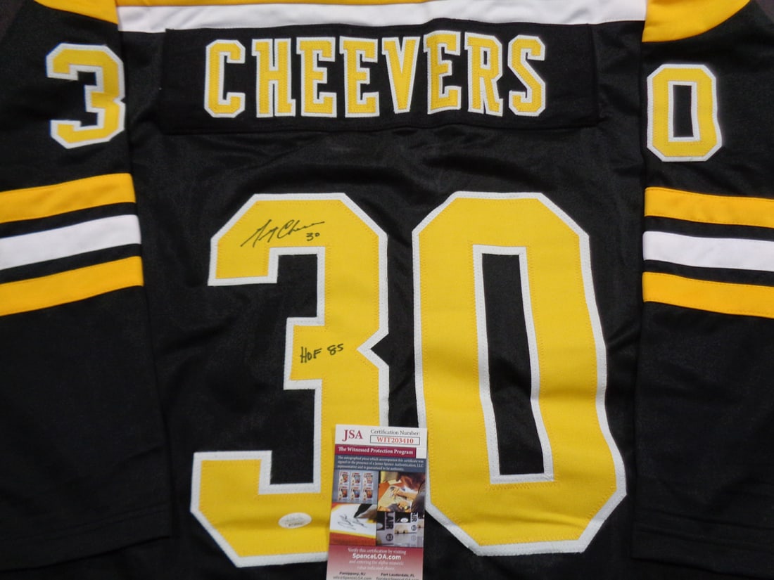 Gerry Cheevers Boston Bruins Autographed & Insc Custom Hockey Jersey JSA coa - 2
