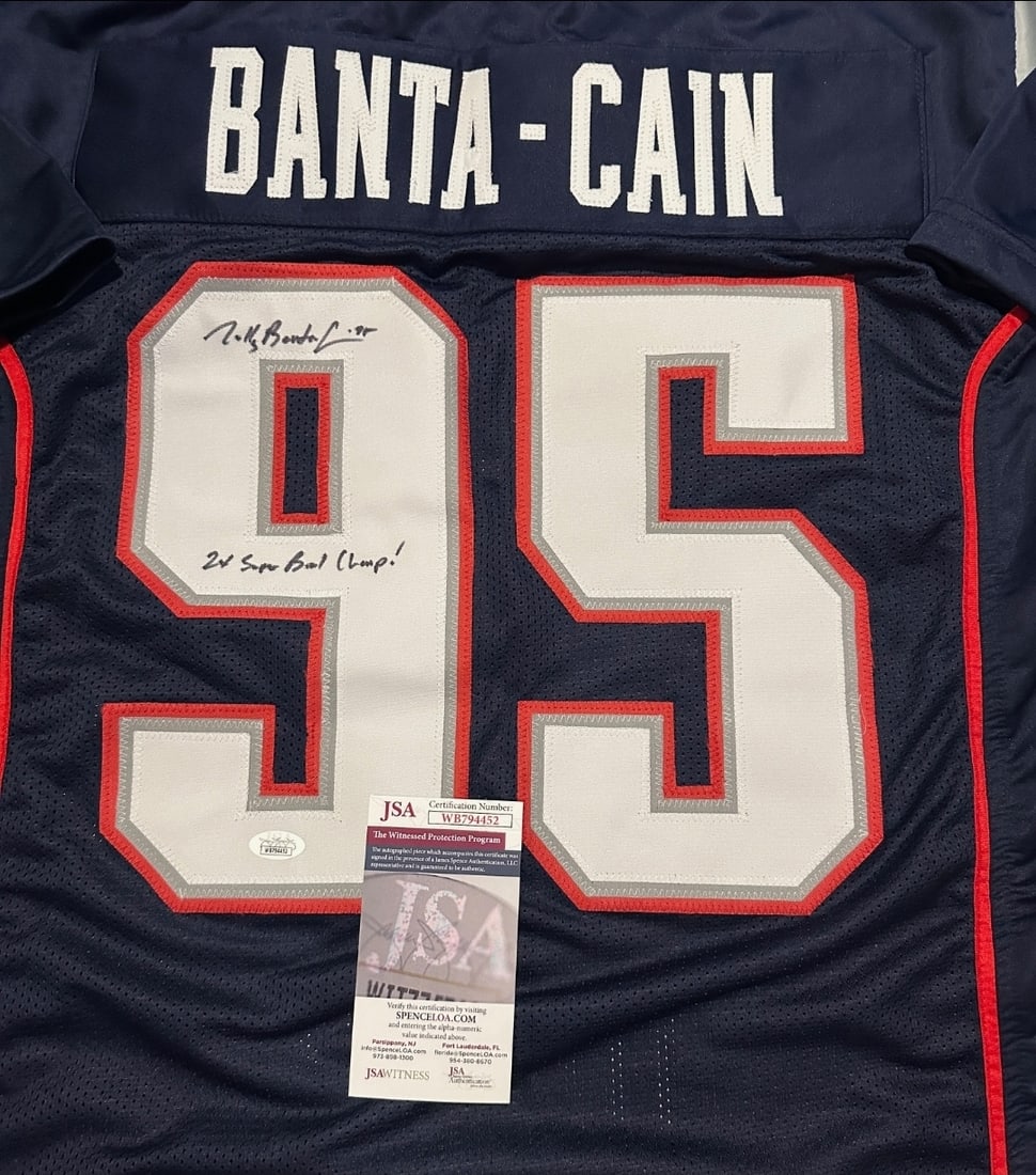Tully Banta-Cain New England Patriots Autographed & Insc Custom Football Jersey JSA coa - 2