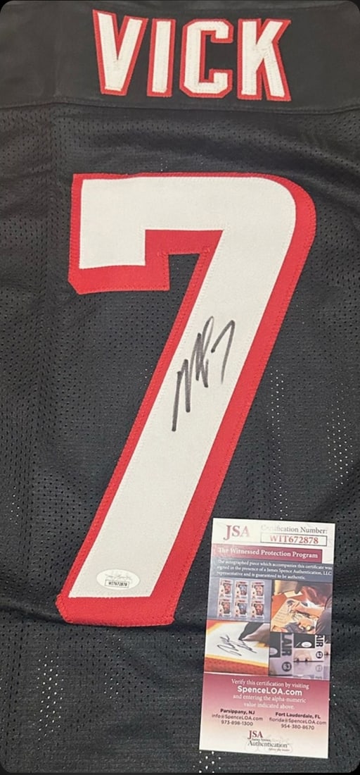 Michael Vick Atlanta Falcons Autographed Custom Football Jersey JSA coa - 2